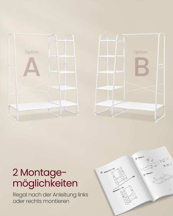 Klädställ med 6 krokar-molnvita mattvit