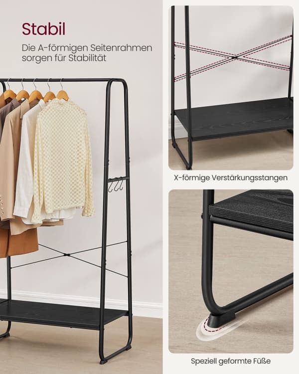 Tøjstativ med 6 kroge-Ebony Black-Mat sort