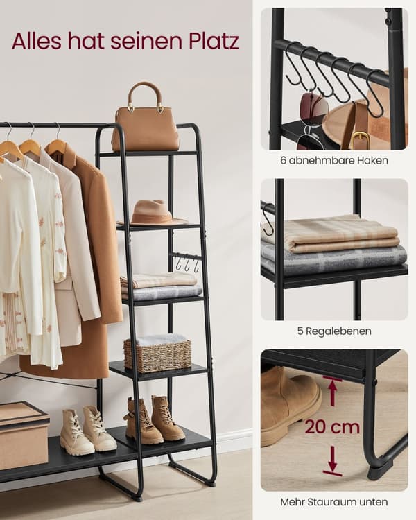 Tøjstativ med 6 kroge-Ebony Black-Mat sort
