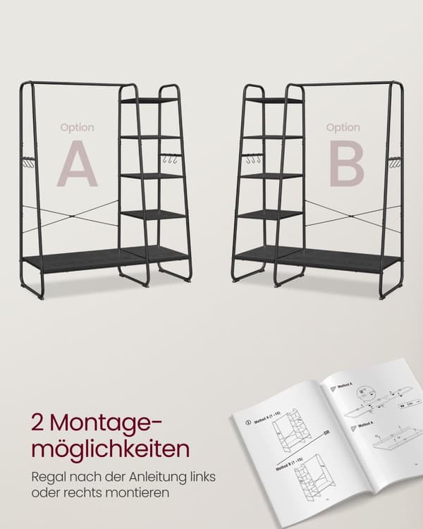 Tøjstativ med 6 kroge-Ebony Black-Mat sort