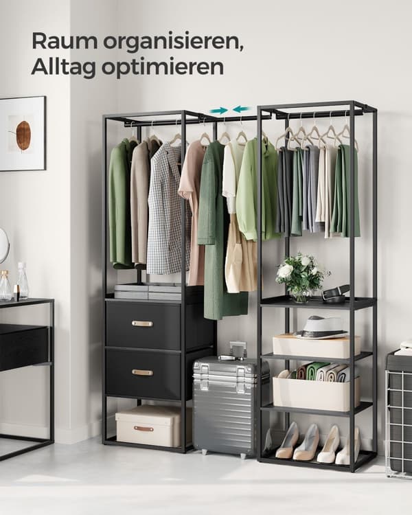 Tøjstativ - med 2 skuffer - ibenholt sort