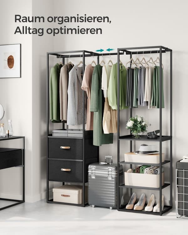 Tøjstativ - med 2 skuffer - ibenholt sort
