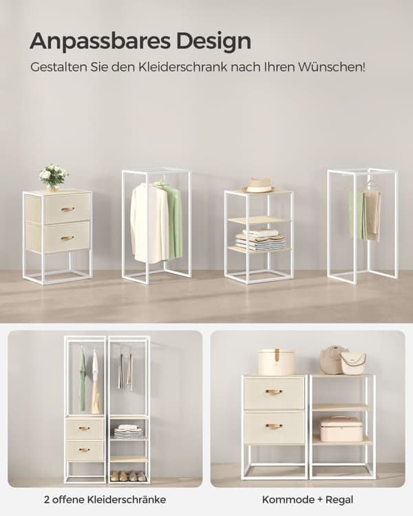 Tøjstativ - med 2 skuffer - naturlig beige