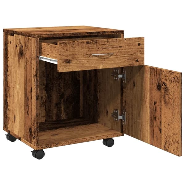 vidaXL kontorskab med hjul 45x38x54 cm konstrueret træ antikt trælook