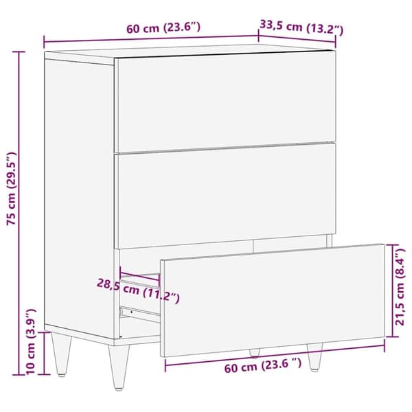 vidaXL skænk 60x33,5x75 cm massivt mangotræ lysegrå