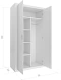 Miniatyrbillede 2 af 3: Kompakt trægarderobe til små rum, 90x50x190cm, 5 hylder & 2 døre, hvid & pink