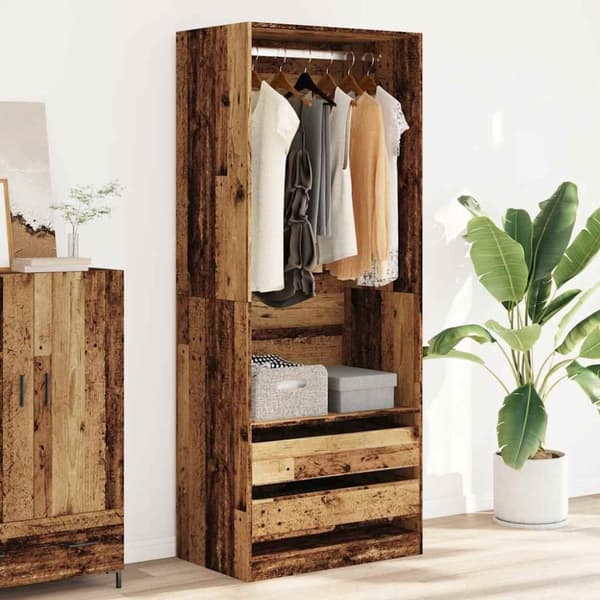 vidaXL Garderobe gammelt tre 80x50x200 cm konstruert tre