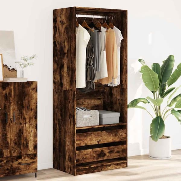 vidaXL Garderobe røkt eik 80x50x200 cm konstruert tre