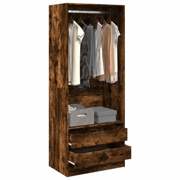 vidaXL Garderobe røkt eik 80x50x200 cm konstruert tre