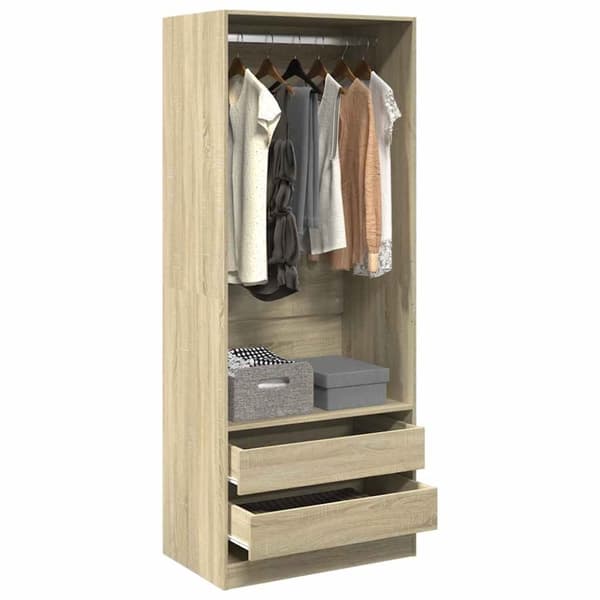 vidaXL klædeskab 80x50x200 cm konstrueret træ sonoma-eg