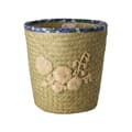 Miniatyrbillede 2 af 2: RICE Raffiakurv med broderi af naturblomster - kant af blomsterstof