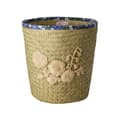 Miniatyrbillede 1 af 2: RICE Raffiakurv med broderi af naturblomster - kant af blomsterstof