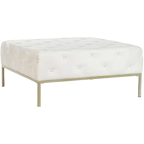 Bänk - DKD HEMDEKOR - Standard - Metall - Vit och guld - 100 x 100 x 45 cm