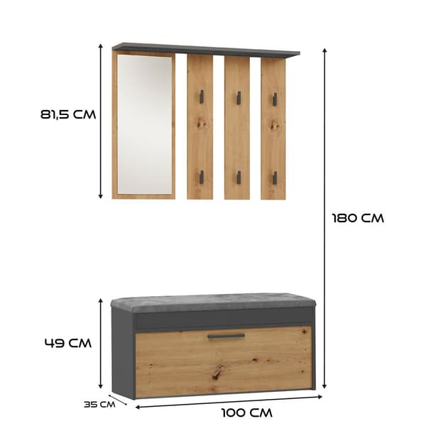 Parma garderobe PARMA ANTRACIT HÅNDVERK
