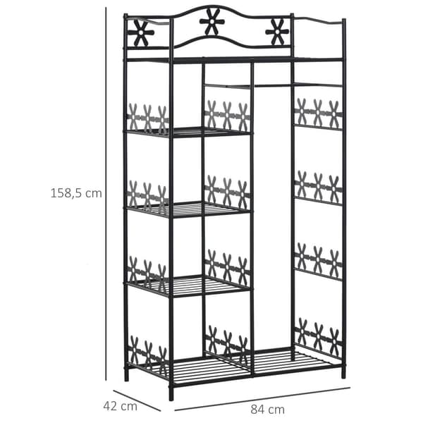Rootz -vaatekaappi monivarastointi - vaatteiden järjestäjä - säilytysliuos - 5 hyllyä - 84L x 42W x 159H CM