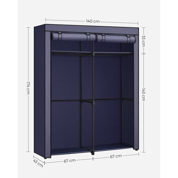 Garderobe - Foldbart skab - Stofskabet - Justerbare hylder - Blå
