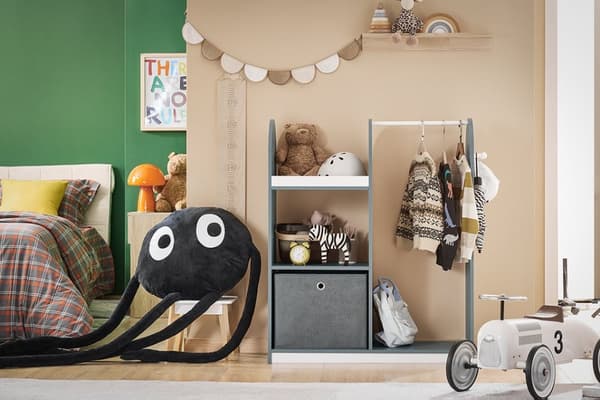 Rootz Kid's Garderob - Children's Closet - Nursery Storage - gott om utrymme - 97x108x35cm - MDF -material - Inkluderar tyglåda och krokar