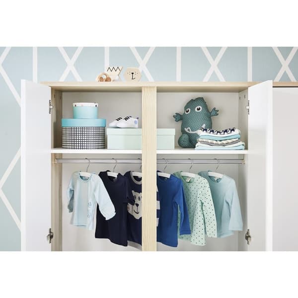 Rootz Nursery 'Flow' 3-delat set - Spjälsäng - Skötenhet - Garderob - Cabriolet design - Spjälsäng 145x75x85cm, enhet 105x77x98cm, Garderob 155x55x185