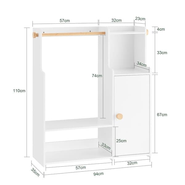 Rootz Kinder Garderob With Stand - Children's Closet - Kids 'Secure & Space Saving - 94x110x35cm
