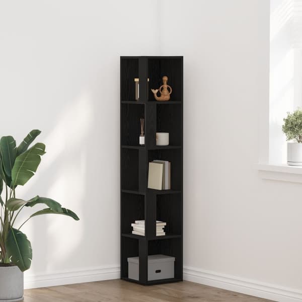 vidaXL Hjørneskab Sort eg Konstrueret træ 33 x 33 x 164,5 cm