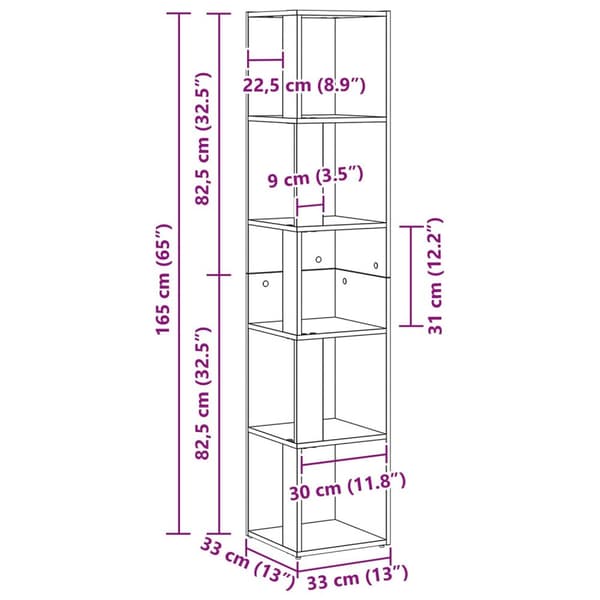 vidaXL Hjørneskap i Svart Eik 33x33x164,5 cm laget av konstruert tre