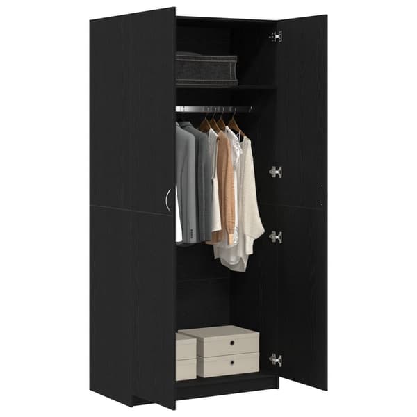vidaXL Garderobe Sort egetræ Konstrueret træ 90x52x200 Garderobe
