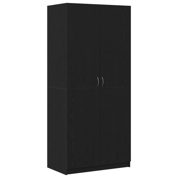 vidaXL Garderobe Sort egetræ Konstrueret træ 90x52x200 Garderobe