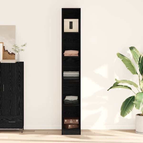 vidaXL Svart Eik Garderobe - 30x50x200 cm, Laget av konstruert tre