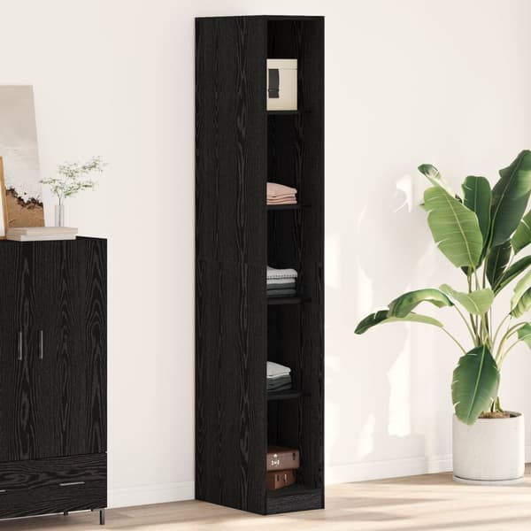 vidaXL Svart Eik Garderobe - 30x50x200 cm, Laget av konstruert tre
