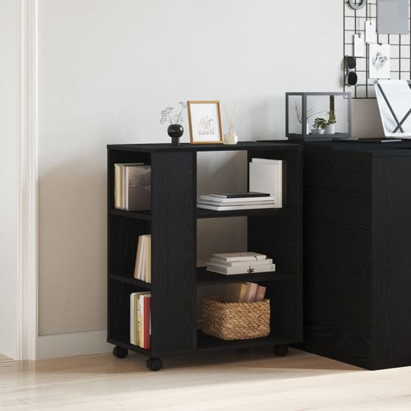 vidaXL Rulleskap Svart Eik 60x35x75 cm Laget av Tre