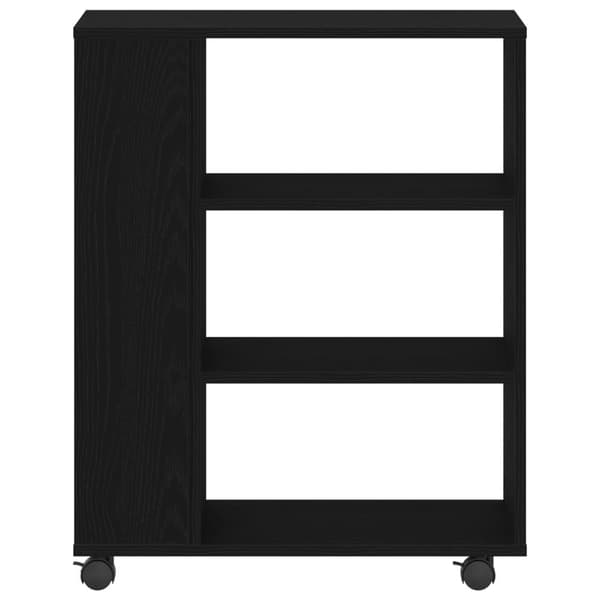 vidaXL Opbevaringsskab Sort egetræ Konstrueret træ 60x35x75 Hjul