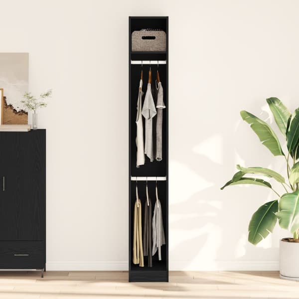 vidaXL Garderobe 2-delt sæt Sort egetræ MDF 30 x 50 x 200 cm