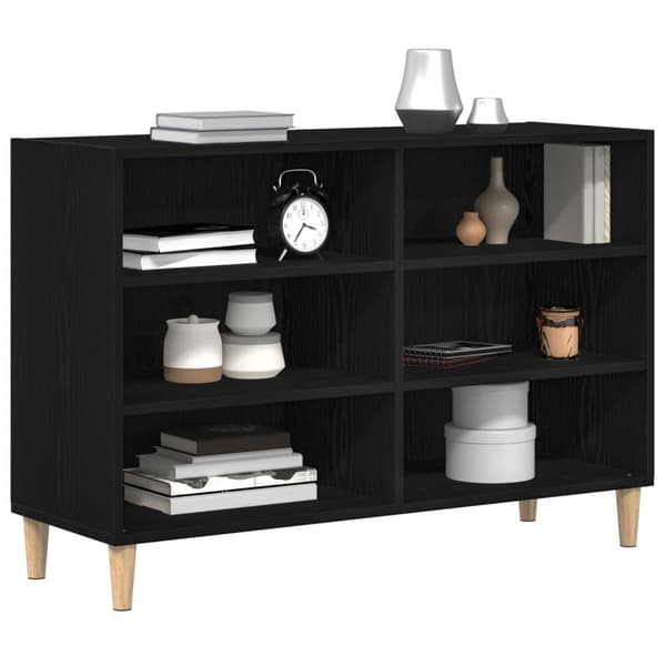 vidaXL Sideboard Svart ek Massiv ek Medium Sideboard Rektangulär