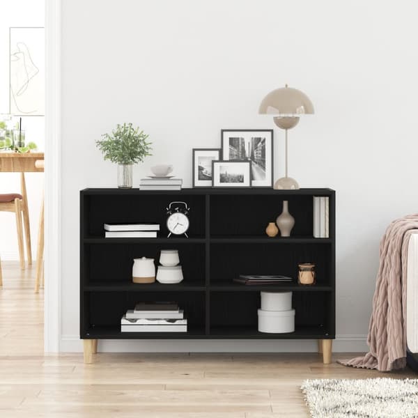 vidaXL Sideboard Svart ek Massiv ek Medium Sideboard Rektangulär