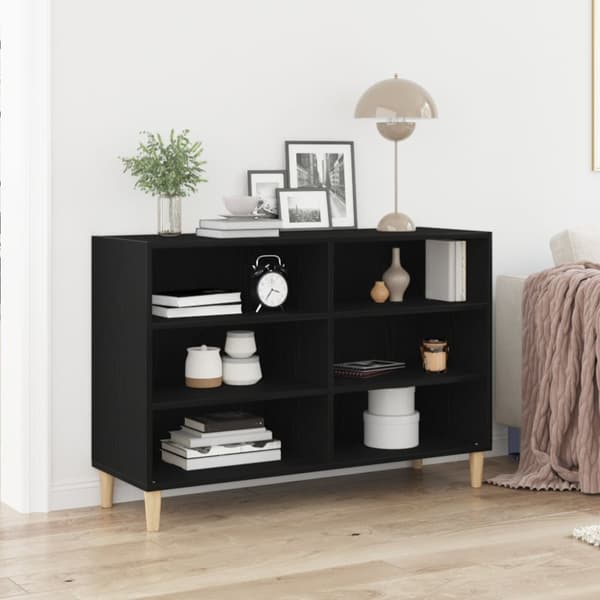 vidaXL Sideboard Svart ek Massiv ek Medium Sideboard Rektangulär