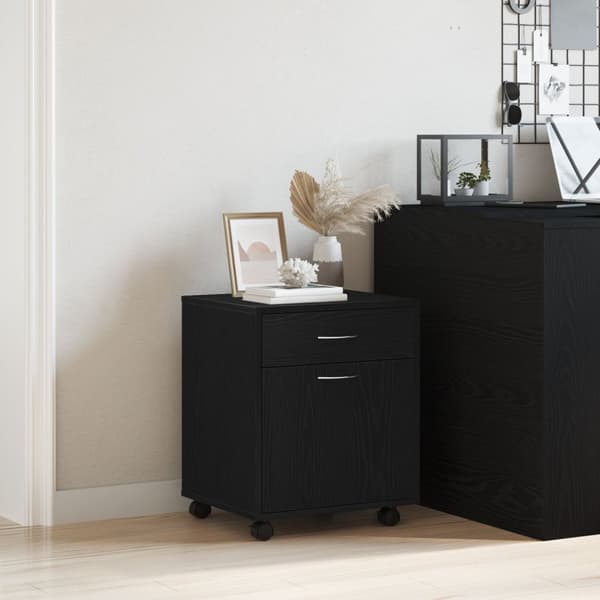 vidaXL Rulleskap Svart Eik 45x38x54 cm Laget av Tre
