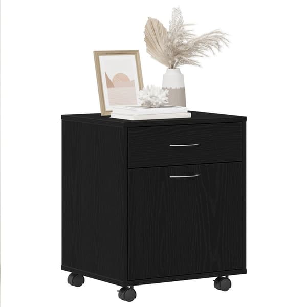 vidaXL Rulleskap Svart Eik 45x38x54 cm Laget av Tre