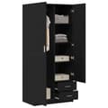 Miniatyrbillede 3 af 11: vidaXL Garderobe Sort egetræ Konstrueret træ 80x52x180 cm Garderobe