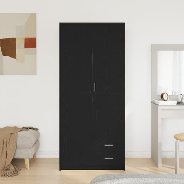 vidaXL Garderobe Sort egetræ Konstrueret træ 80x52x180 cm Garderobe