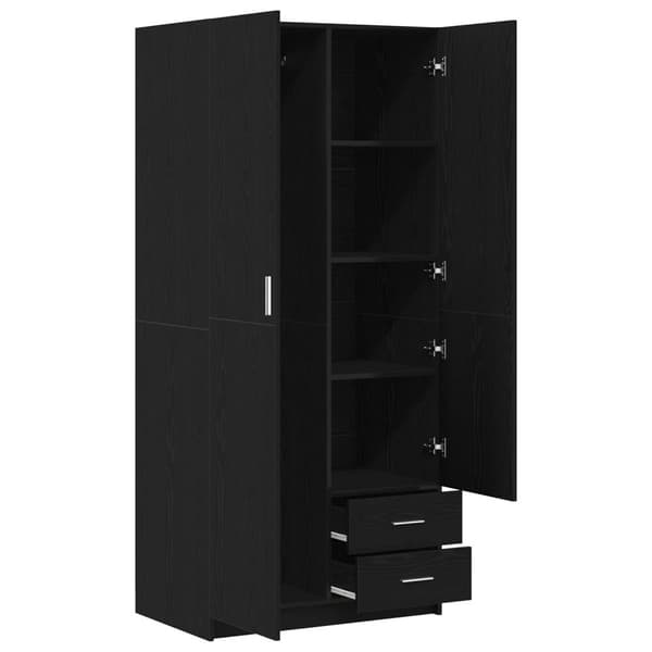 vidaXL Garderobe Sort egetræ Konstrueret træ 80x52x180 cm Garderobe