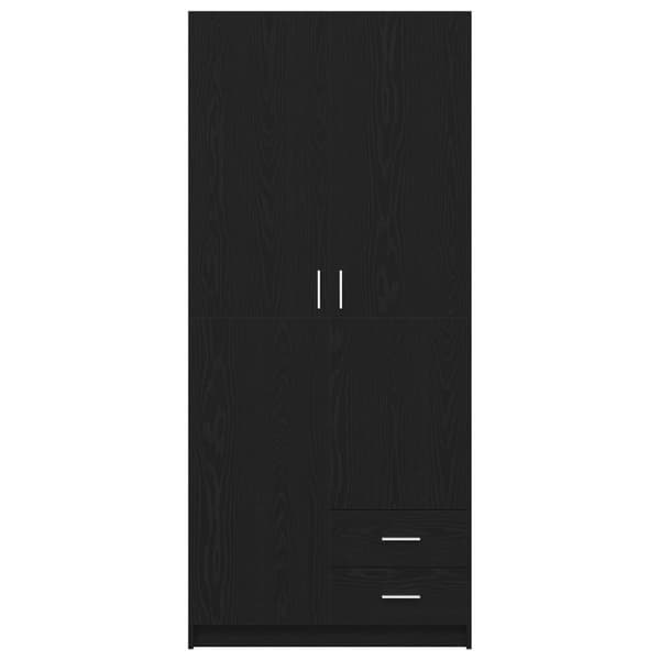 vidaXL Garderobe Sort egetræ Konstrueret træ 80x52x180 cm Garderobe