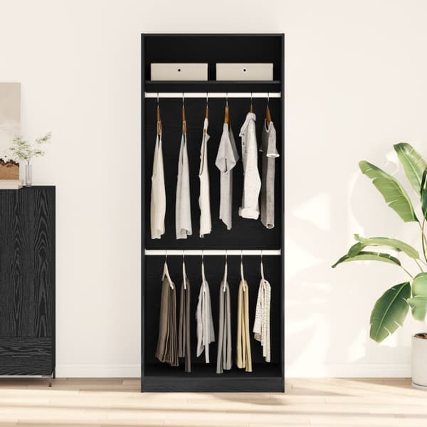 vidaXL Garderobe Sæt af 2 Sort egetræ Konstrueret træ 80 x 50 x 200 cm