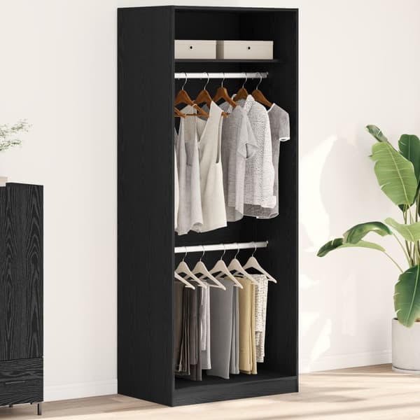 vidaXL Garderobe Sæt af 2 Sort egetræ Konstrueret træ 80 x 50 x 200 cm