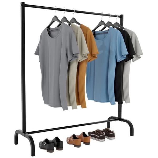 Lara Klädställ Robust garderob Industriell design Lastkapacitet: 100 kg, svart -120x38x120 cm