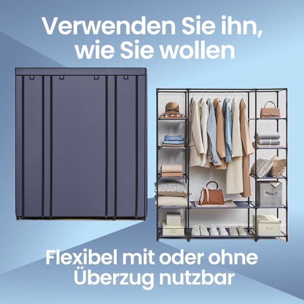 Garderobe - Stof garderobe - fleece cover - metalramme - sort