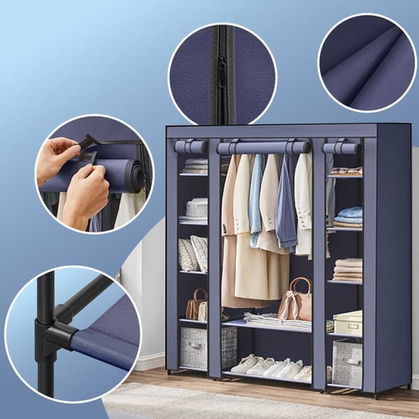 Garderobe - Stof garderobe - fleece cover - metalramme - sort