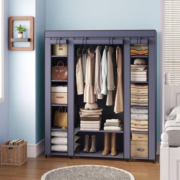 Garderobe - Stof garderobe - fleece cover - metalramme - sort