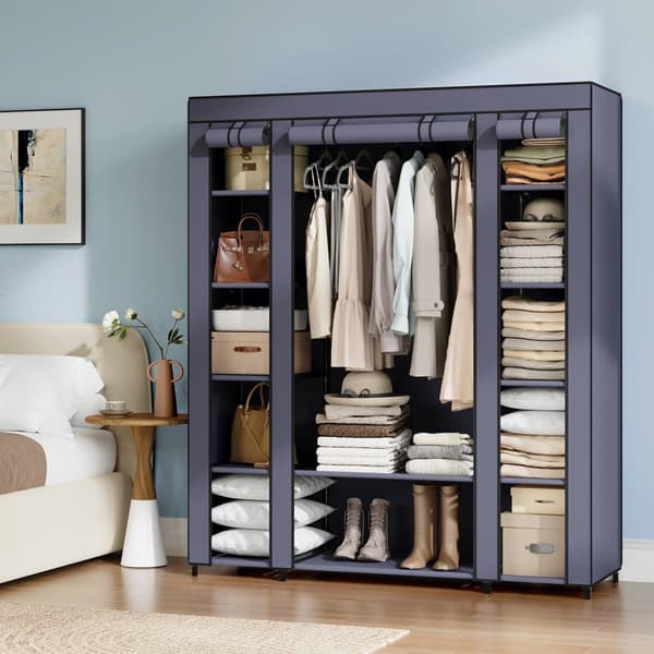Garderobe - Stof garderobe - fleece cover - metalramme - sort