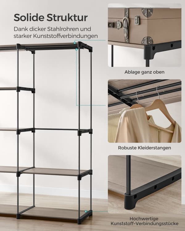 Klädkammare, SONGMICS, 182x43x182 cm, Svart, Taupe.