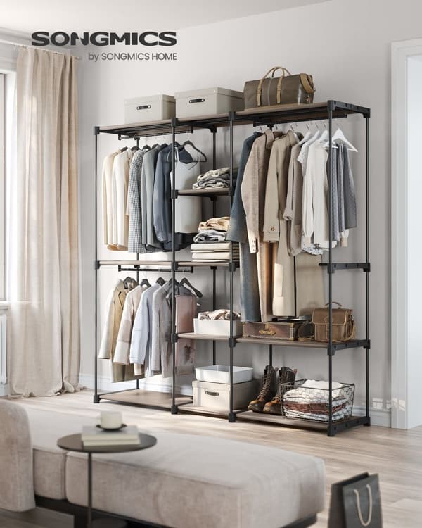 Klädkammare, SONGMICS, 182x43x182 cm, Svart, Taupe.